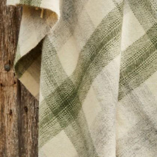 Meadow Check Pure New Wool Throw - Olive - LOOMSHIRE - 3