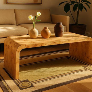 Mota Burl Wood Design Curved Coffee Table - LOOMSHIRE - 6