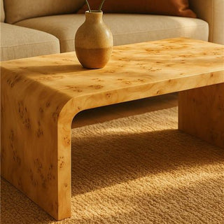 Mota Burl Wood Design Curved Coffee Table - LOOMSHIRE - 5