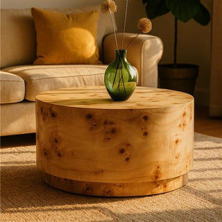 Mota Burl Wood Design Round Coffee Table - LOOMSHIRE - 3