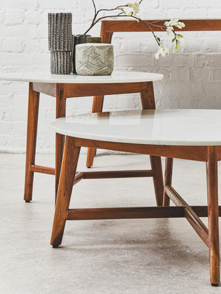 Myan White Marble Coffee Table - LOOMSHIRE - 10