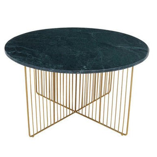 Nirav Green Marble And Gold Frame Coffee Table - LOOMSHIRE - 2