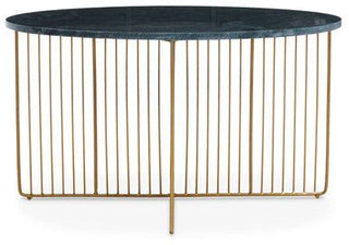 Nirav Green Marble And Gold Frame Coffee Table - LOOMSHIRE - 8