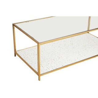 Novi Glass And White Terrazzo Gold Frame Coffee Table - LOOMSHIRE - 6