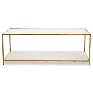 Novi Glass And White Terrazzo Gold Frame Coffee Table - LOOMSHIRE - 10