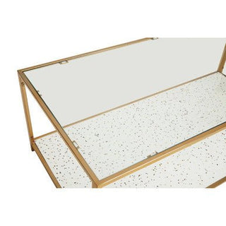 Novi Glass And White Terrazzo Gold Frame Coffee Table - LOOMSHIRE - 9