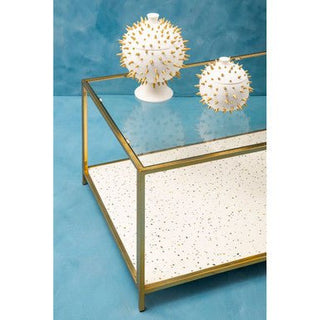 Novi Glass And White Terrazzo Gold Frame Coffee Table - LOOMSHIRE - 4
