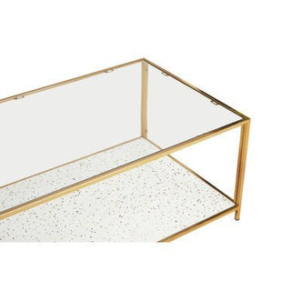 Novi Glass And White Terrazzo Gold Frame Coffee Table - LOOMSHIRE - 7