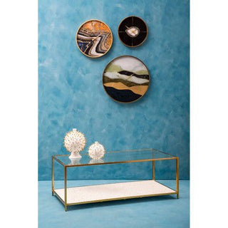 Novi Glass And White Terrazzo Gold Frame Coffee Table - LOOMSHIRE - 2