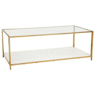 Novi Glass And White Terrazzo Gold Frame Coffee Table - LOOMSHIRE - 1