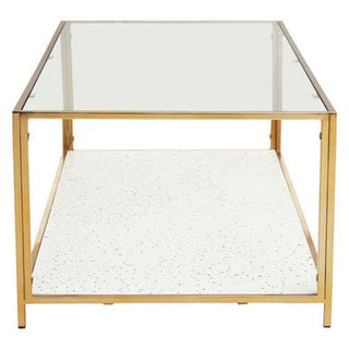 Novi Glass And White Terrazzo Gold Frame Coffee Table - LOOMSHIRE - 3