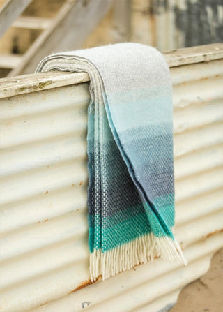 Ombre Pure New Wool Throw - Seaside Blue - LOOMSHIRE - 2