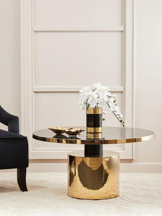 Oria Black Marble Effect Gold Base Coffee Table - LOOMSHIRE - 4