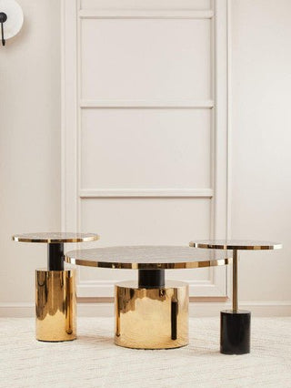 Oria Black Marble Effect Gold Base Coffee Table - LOOMSHIRE - 6