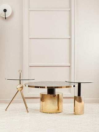 Oria Black Marble Effect Gold Base Coffee Table - LOOMSHIRE - 5