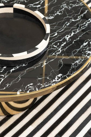 Oria Black Marble Effect Gold Base Coffee Table - LOOMSHIRE - 3