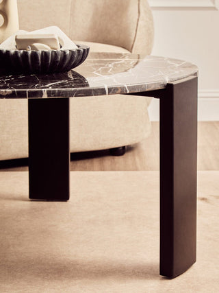 Palermo Round Black Marble Top Large Coffee Table - LOOMSHIRE - 4
