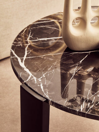 Palermo Round Black Marble Top Large Coffee Table - LOOMSHIRE - 5