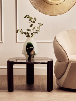 Palermo Round Black Marble Top Small Coffee Table - LOOMSHIRE - 2