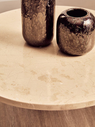 Palermo Round Cream Marble Top Small Coffee Table - LOOMSHIRE - 6