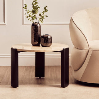 Palermo Round Cream Marble Top Small Coffee Table - LOOMSHIRE - 2