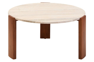 Palermo Round Travertine Top Large Coffee Table - LOOMSHIRE - 3
