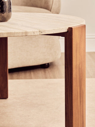 Palermo Round Travertine Top Large Coffee Table - LOOMSHIRE - 5