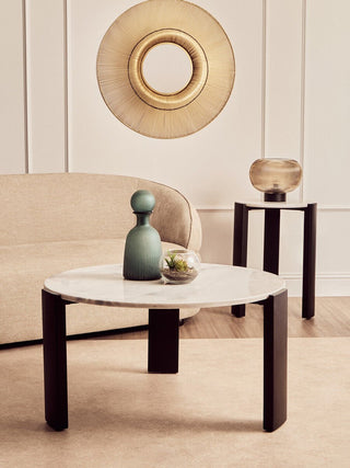 Palermo Round White Marble Top Large Coffee Table - LOOMSHIRE - 7