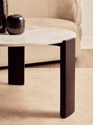 Palermo Round White Marble Top Large Coffee Table - LOOMSHIRE - 4