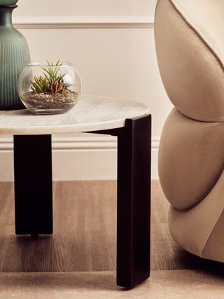 Palermo Round White Marble Top Small Coffee Table - LOOMSHIRE - 5