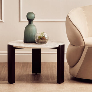 Palermo Round White Marble Top Small Coffee Table - LOOMSHIRE - 2