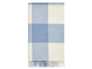 Pastel Block Check Merino Lambswool Throw - Aqua - LOOMSHIRE - 3