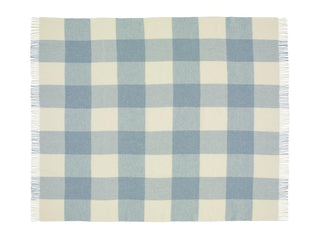 Pastel Block Check Merino Lambswool Throw - Aqua - LOOMSHIRE - 1