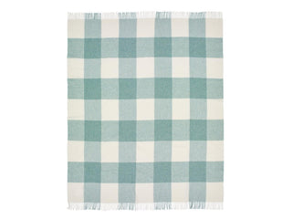 Pastel Block Check Merino Lambswool Throw - Eucalyptus - LOOMSHIRE - 2