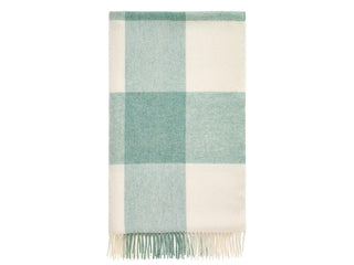 Pastel Block Check Merino Lambswool Throw - Eucalyptus - LOOMSHIRE - 3