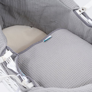 Pod Grey Waffle Moses Basket Bedding Set - LOOMSHIRE - 3