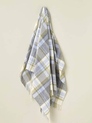 Portree Check Merino Lambswool Throw - Grey/Duck Egg - LOOMSHIRE - 2