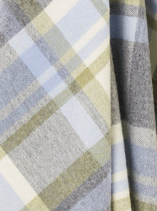 Portree Check Merino Lambswool Throw - Grey/Duck Egg - LOOMSHIRE - 4