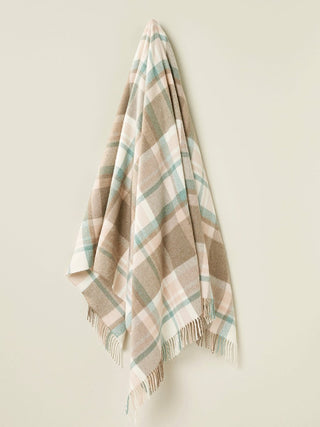 Portree Check Merino Lambswool Throw - Natural/Rose - LOOMSHIRE - 2