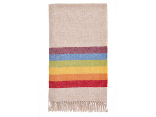 Rainbow Pure New Wool Shetland Throw - Beige/Multi - LOOMSHIRE - 1
