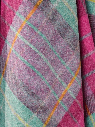 Saltburn Check Pure New Wool Throw - Cerise - LOOMSHIRE - 5
