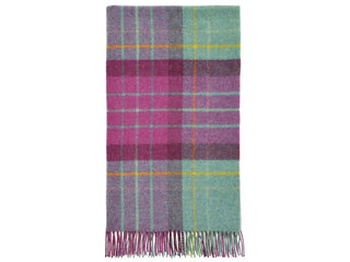 Saltburn Check Pure New Wool Throw - Cerise - LOOMSHIRE - 2