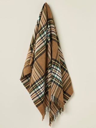 St Ives Check Pure New Wool Throw - Camel - LOOMSHIRE - 2