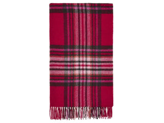 St Ives Check Pure New Wool Throw - Red - LOOMSHIRE - 1
