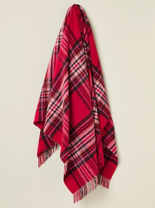 St Ives Check Pure New Wool Throw - Red - LOOMSHIRE - 2