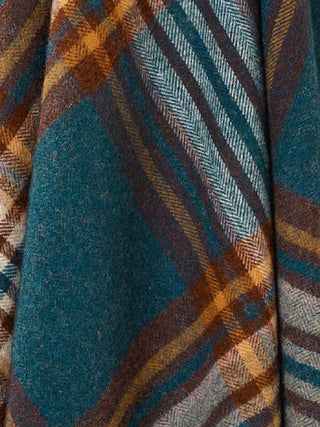 St Ives Check Pure New Wool Throw - Teal - LOOMSHIRE - 3