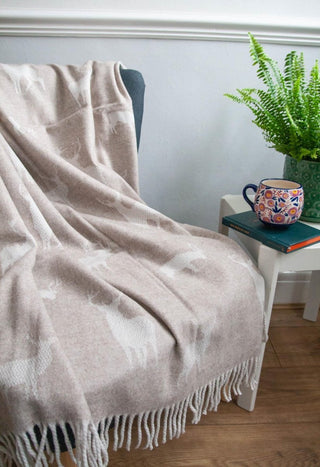 Stag Merino Lambswool Throw - Fawn - LOOMSHIRE - 4
