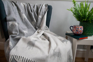 Stag Merino Lambswool Throw - Grey - LOOMSHIRE - 5