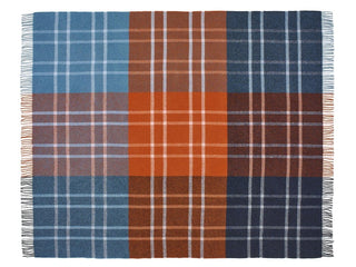 Stormness Check Pure New Wool Throw - Brick/Navy - LOOMSHIRE - 1