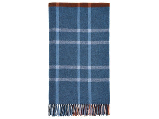 Stormness Check Pure New Wool Throw - Brick/Navy - LOOMSHIRE - 2